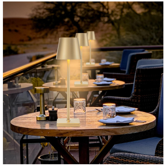 Lampa de masa, At Performance, led reincarcabila cu 3 temperaturi de culoare cald/rece/neutru, 38 cm x10 cm, culoare Auriu